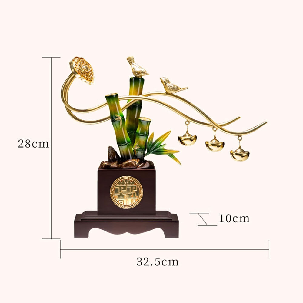 Brass Magpie And Ignots Decor Piece