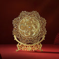 Brass Dragon And Phoenix Round Plaque