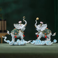 Brass Elephant Pair With Lotus
