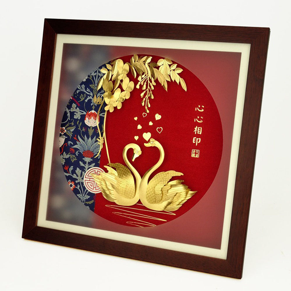 24K Gold Foil Swan Love Frame
