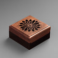 Double-Layer Square Hollowed-out Incense Burner Wooden Box