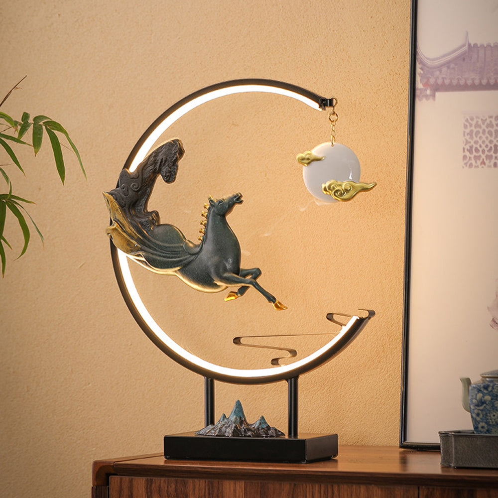 Flying Horse Backflow Incense Burner with LED Light