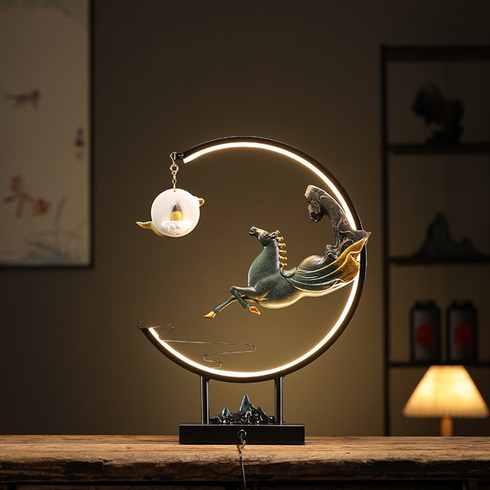 Flying Horse Backflow Incense Burner with LED Light