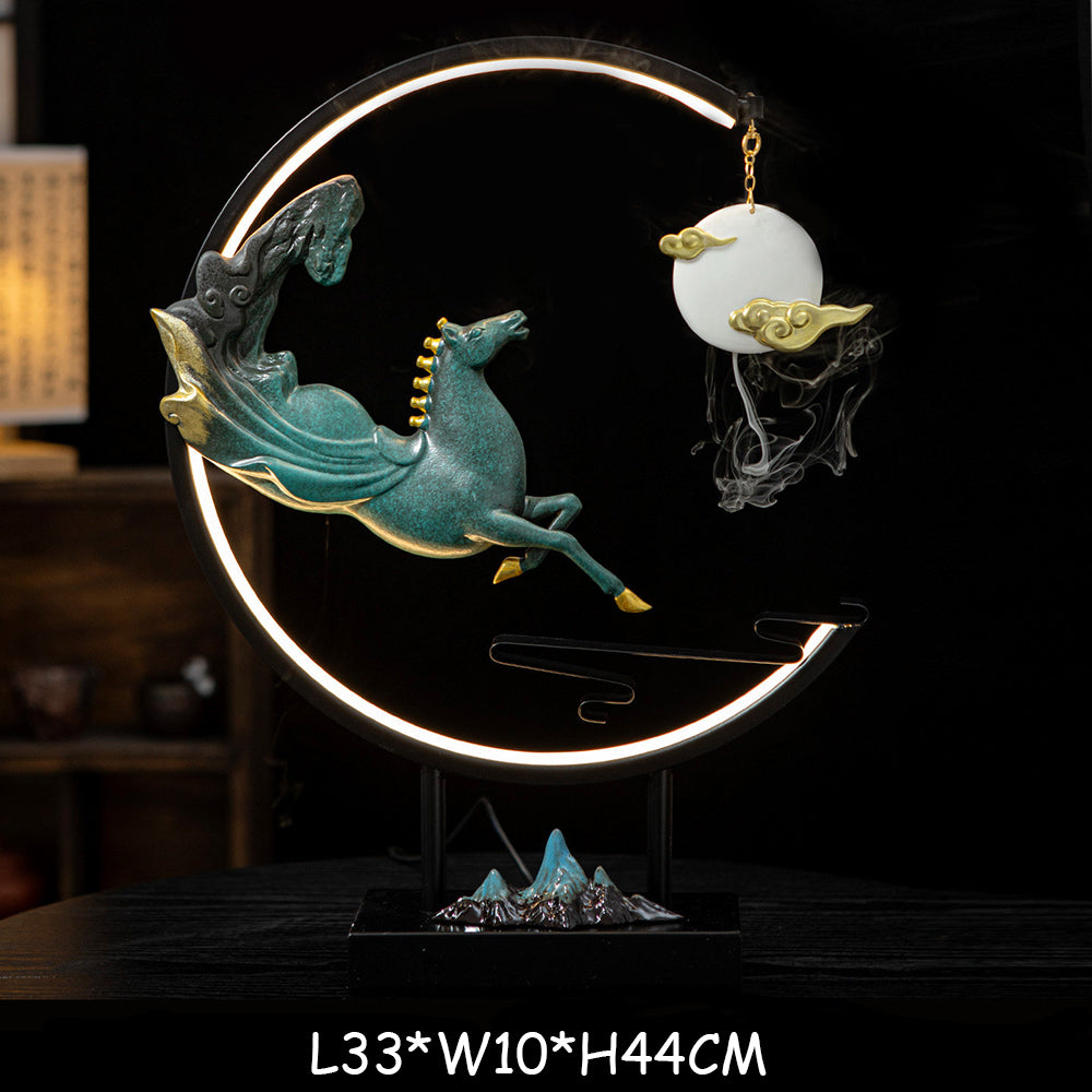 Flying Horse Backflow Incense Burner with LED Light