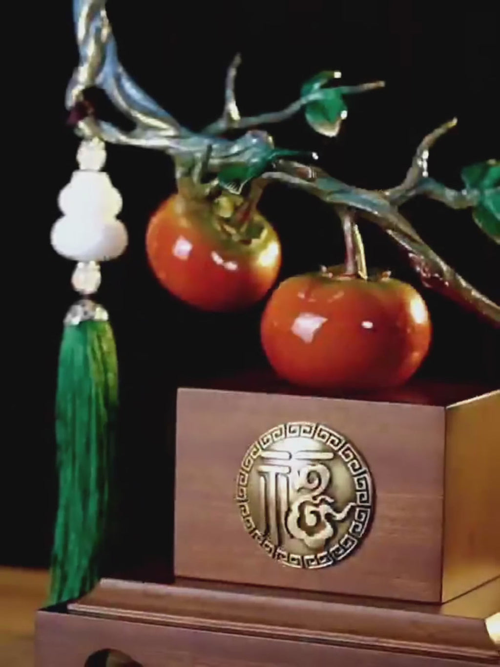 Persimmon Tree Figurine With Jade Gourd